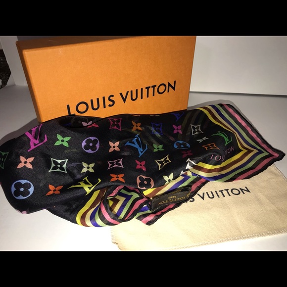 Authentic Louis Vuitton multicolor silk scarf tie